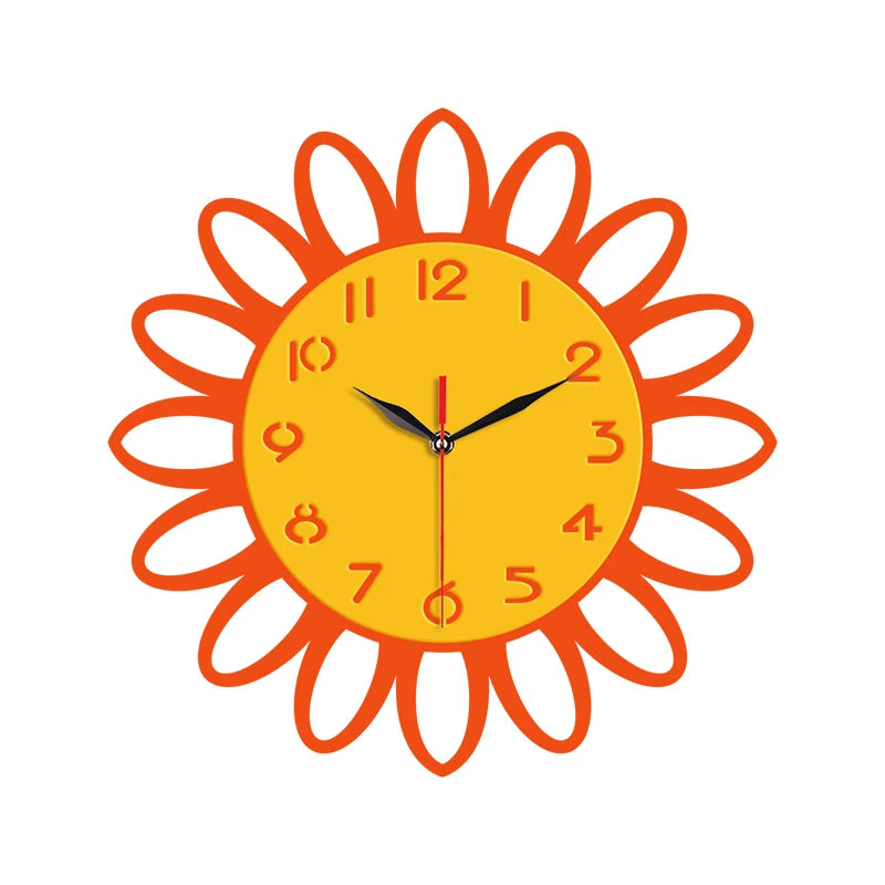 Horloge Murale Silencieuse  Style Campagne Créatif avec Tournesol