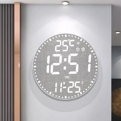 Horloge Murale Digitale  LED Colorée avec Double Alarme Moderne