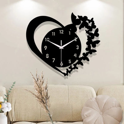 Horloge Coeur  Design Acrylique Silencieuse Sans Cadre
