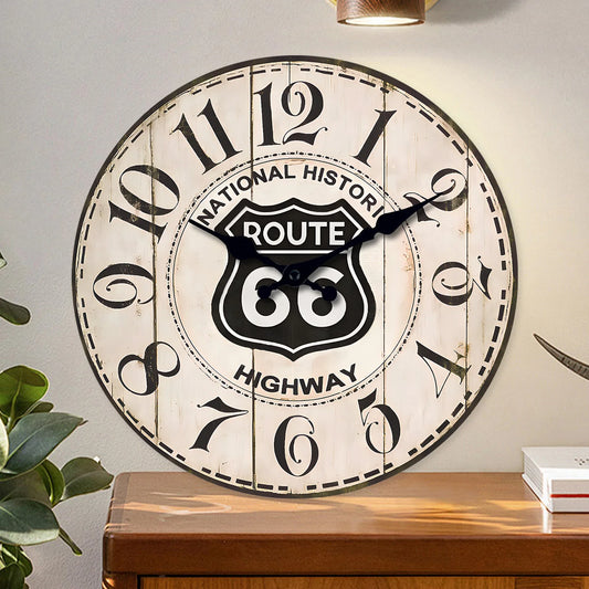 Horloge murale Route 66 style vintage - photo principale fond blanc