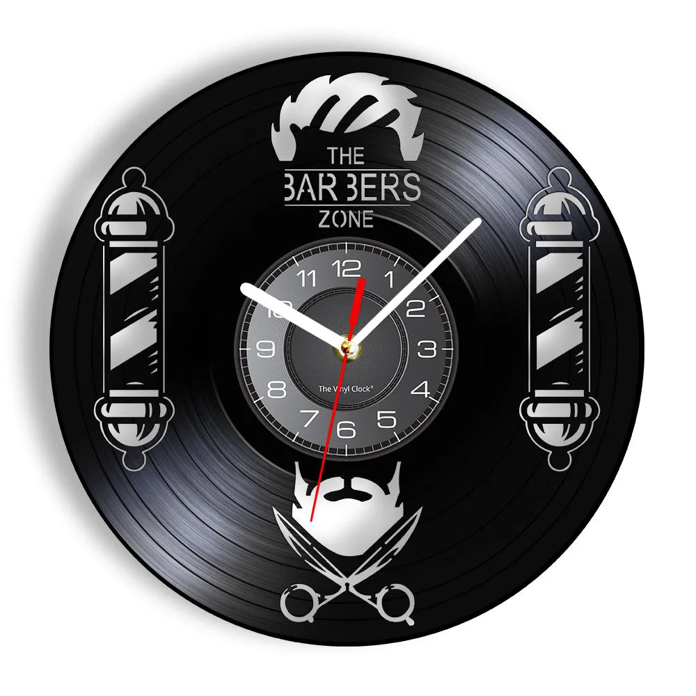 Horloge À Engrenage    Vinyle Design Style Barber Shop
