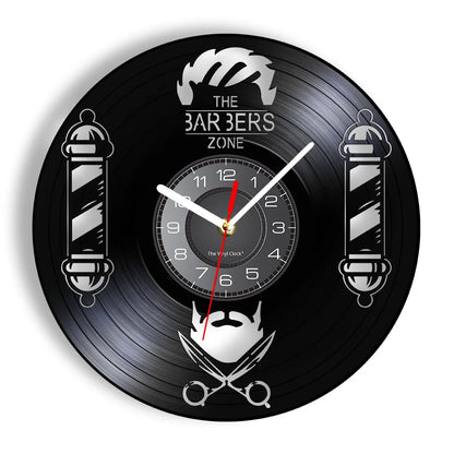 Horloge À Engrenage    Vinyle Design Style Barber Shop