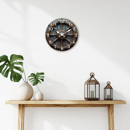 Horloge Murale Vintage  Roue de Navire Déco Nautique