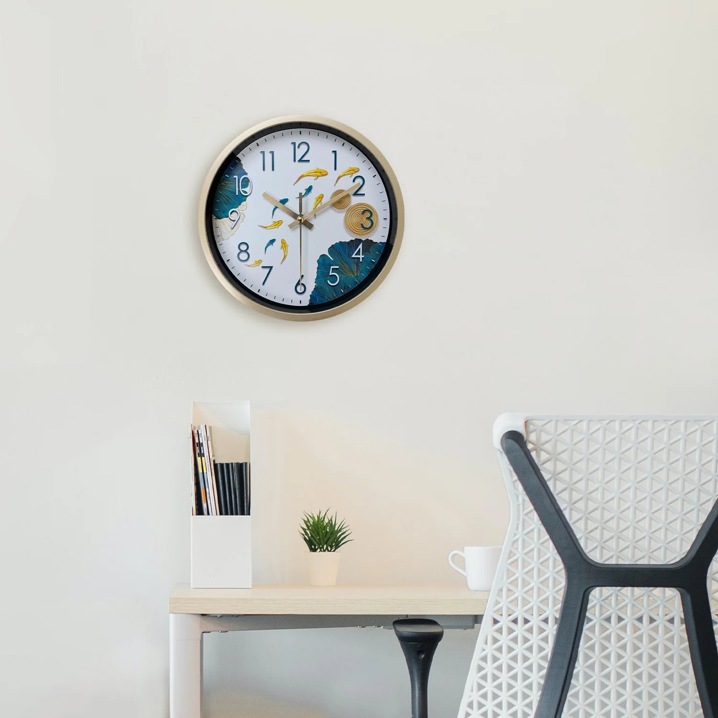 Horloge Décoration Murale  Carpes Koï Lotus