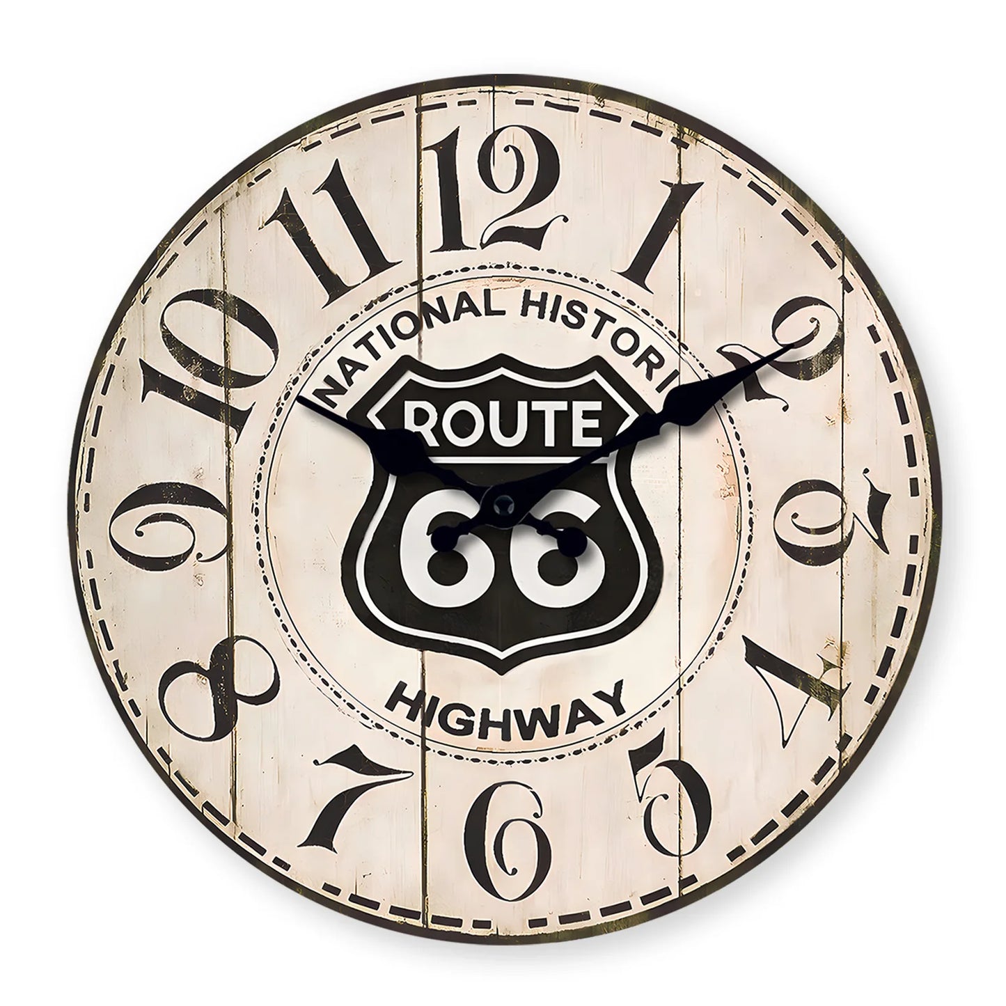 Horloge murale vintage Route 66 en bois
