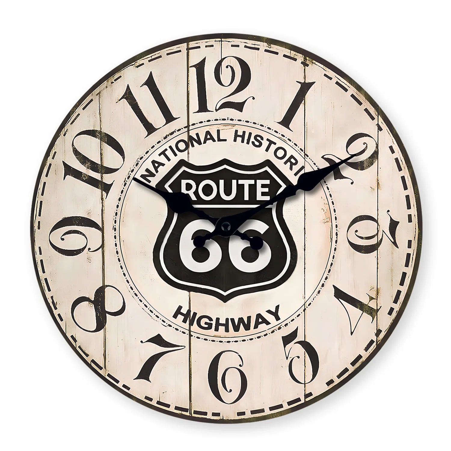 Horloge murale vintage Route 66 en bois