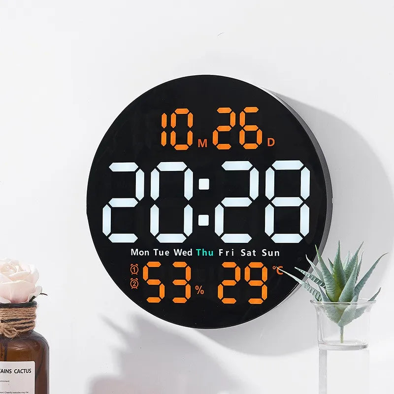 Horloge Murale DigitaleLED 10  Avec Température et Humidité