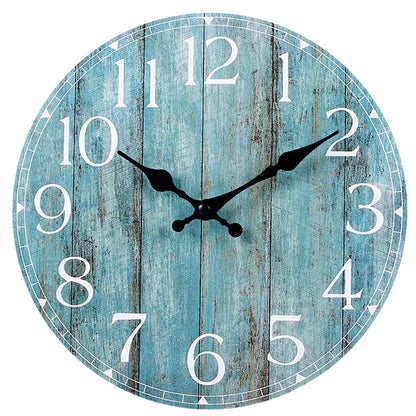 Horloge Murale SilencieuseBois Ronde 25cm Style Rétro