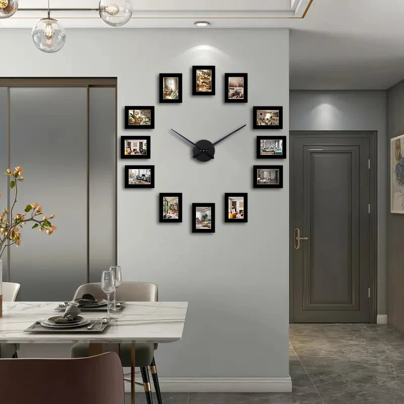Horloge Murale DesignCadre Photo Noir DIY Style Album Original