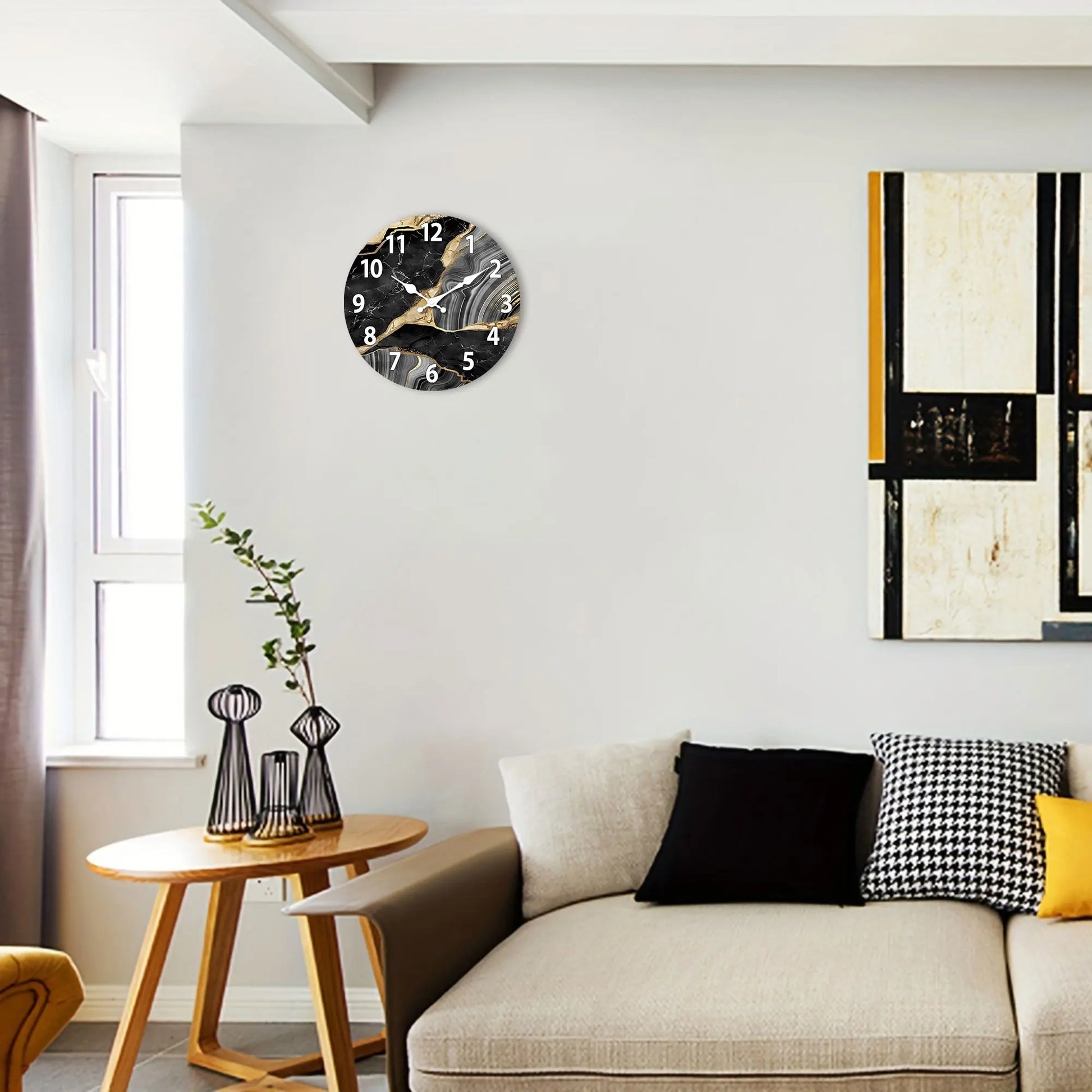 Horloge Murale Effet Marbre - Design Moderne