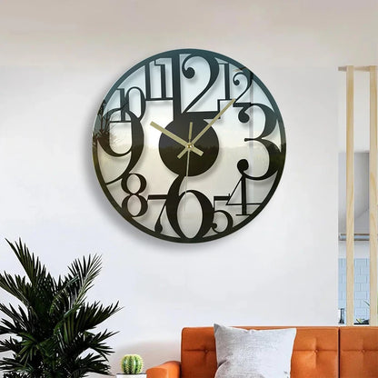 Horloge Murale SilencieuseVerre Rond Décoratif
