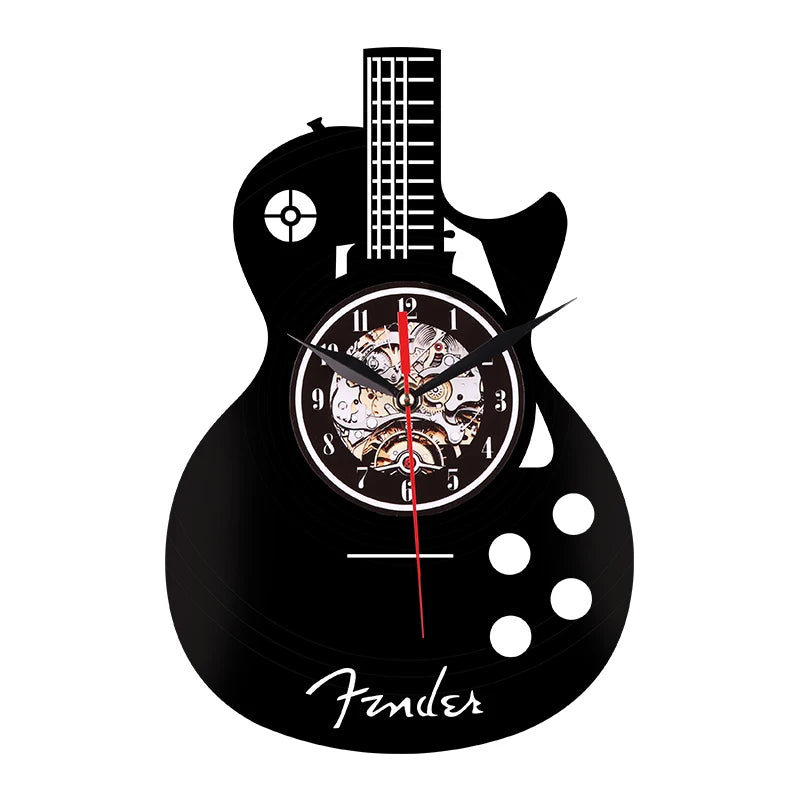 Horloge Murale OriginaleVinyle Forme Guitare