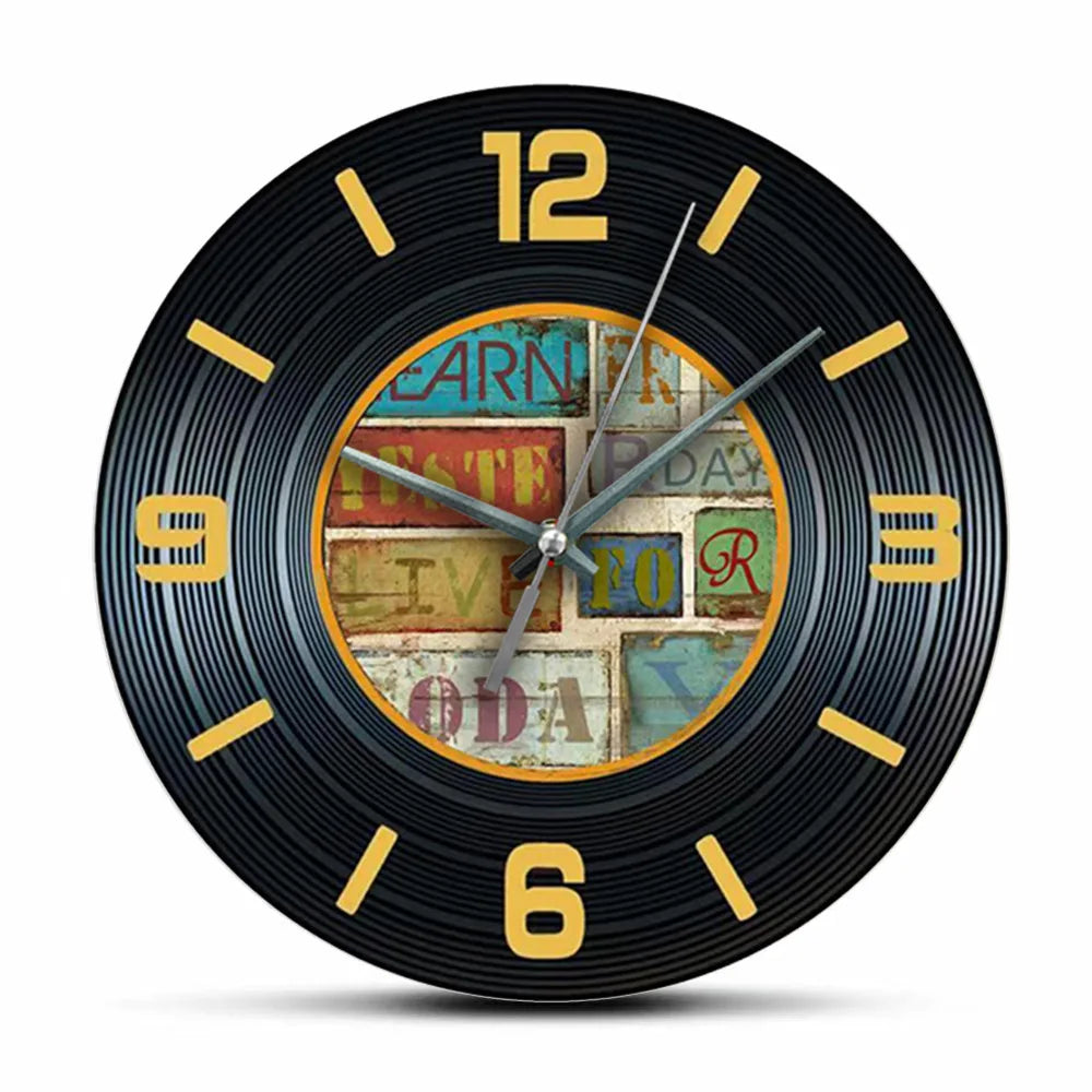 Horloge Murale Rétro  Vinyle Noir