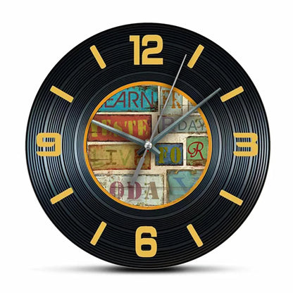 Horloge Murale Rétro  Vinyle Noir