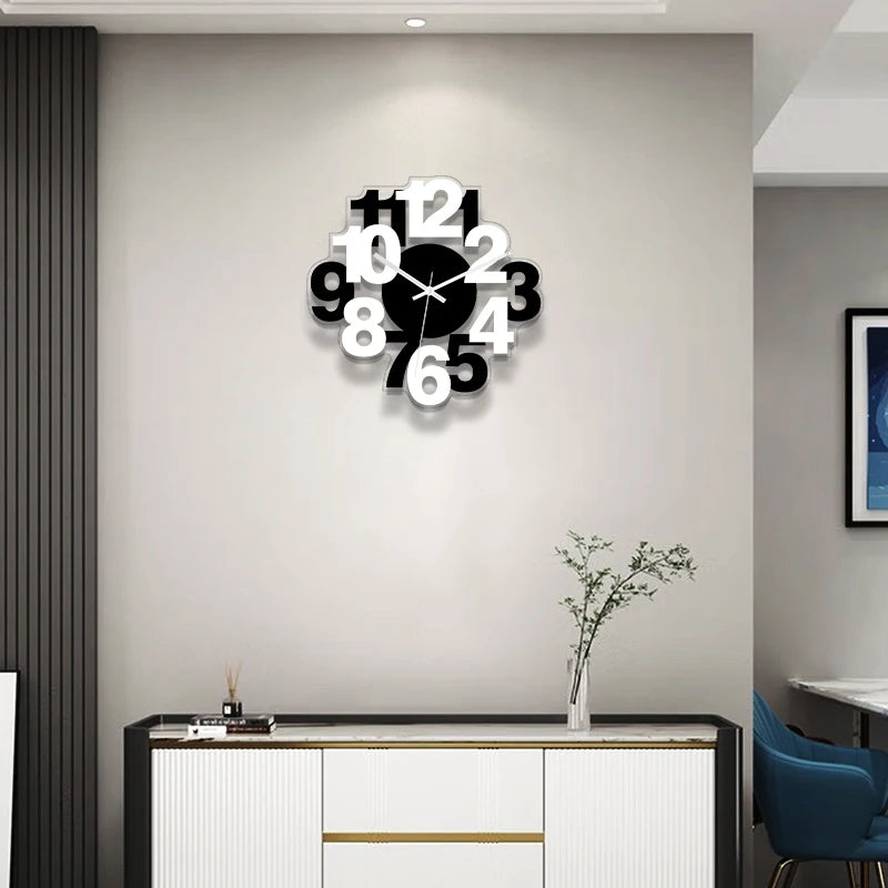 Horloge Murale Silencieuse  Noire et Blanche à Chiffres Arabe
