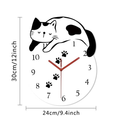 Horloge Murale Silencieuse  Chat Créatif Design Original et Mignon