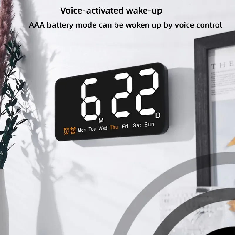 Horloge Murale Digitale  LED Grande Taille avec Double Alarme