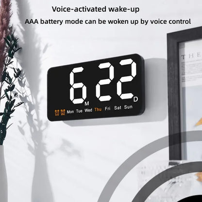 Horloge Murale Digitale  LED Grande Taille avec Double Alarme