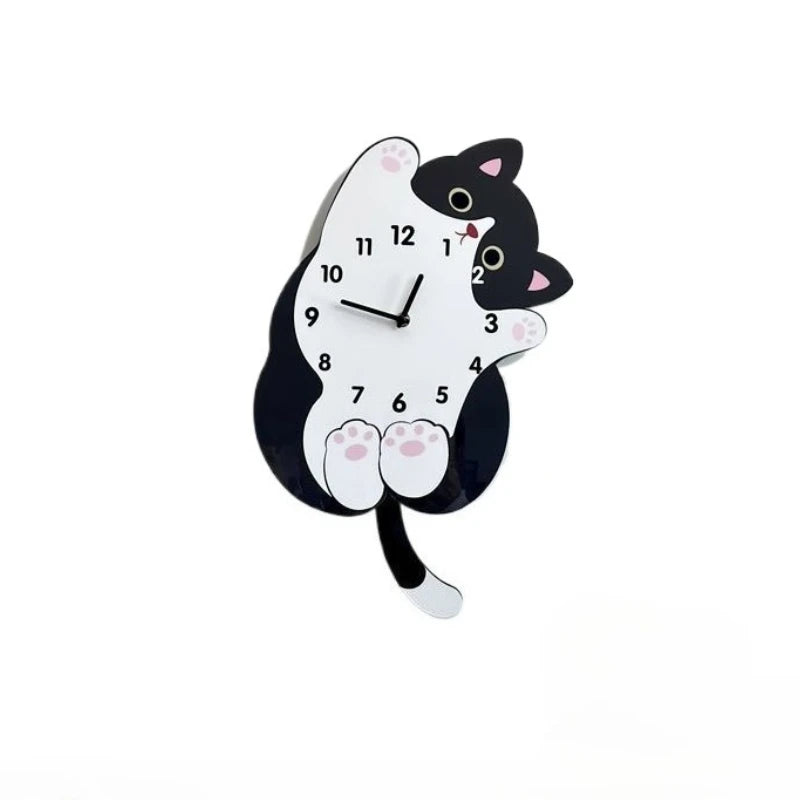 Horloge Chat  Concept Cartoon Silencieux Balancement de Queue