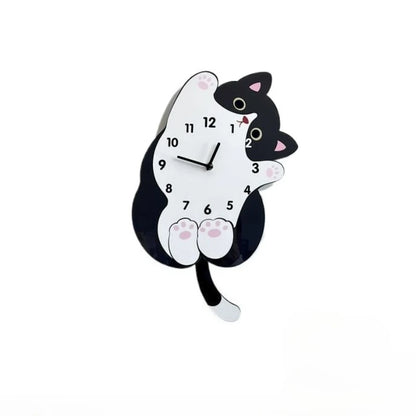 Horloge Chat  Concept Cartoon Silencieux Balancement de Queue