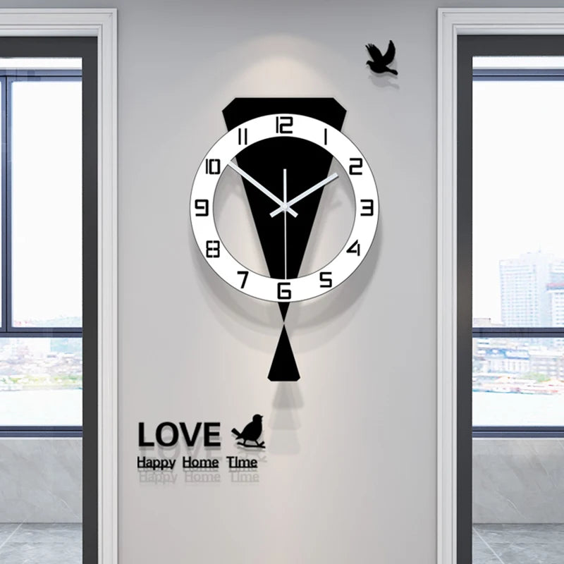 Horloge Murale SilencieuseDesign Moderne En Métal Noir