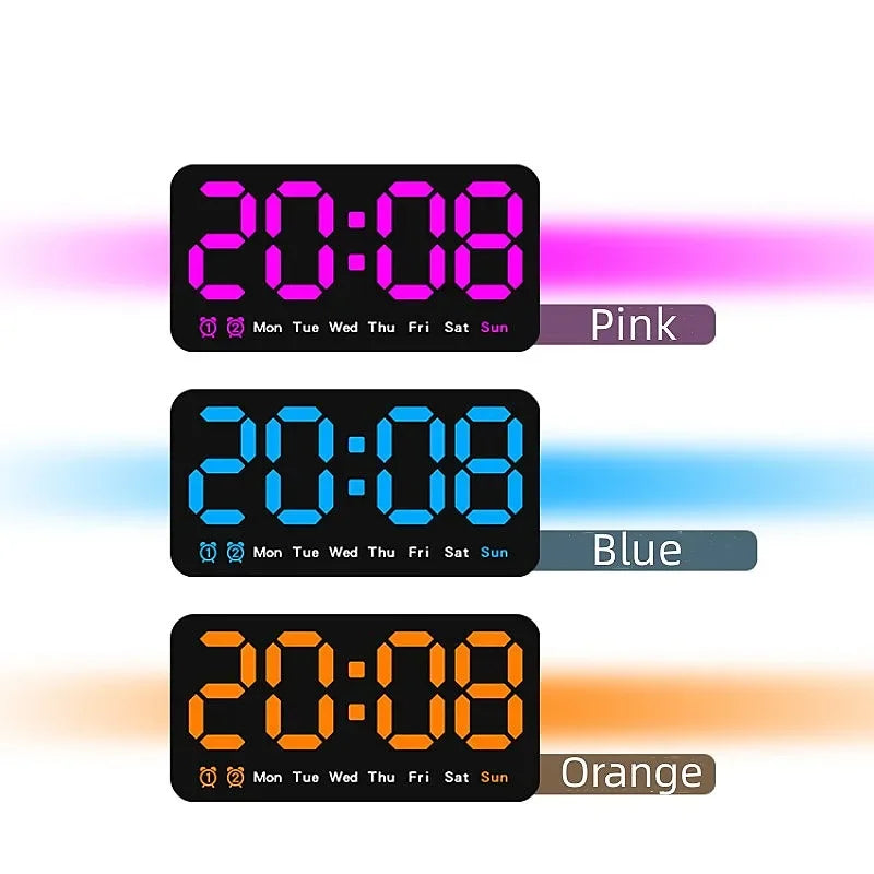 Horloge Murale Digitale  LED Grande Taille avec Double Alarme