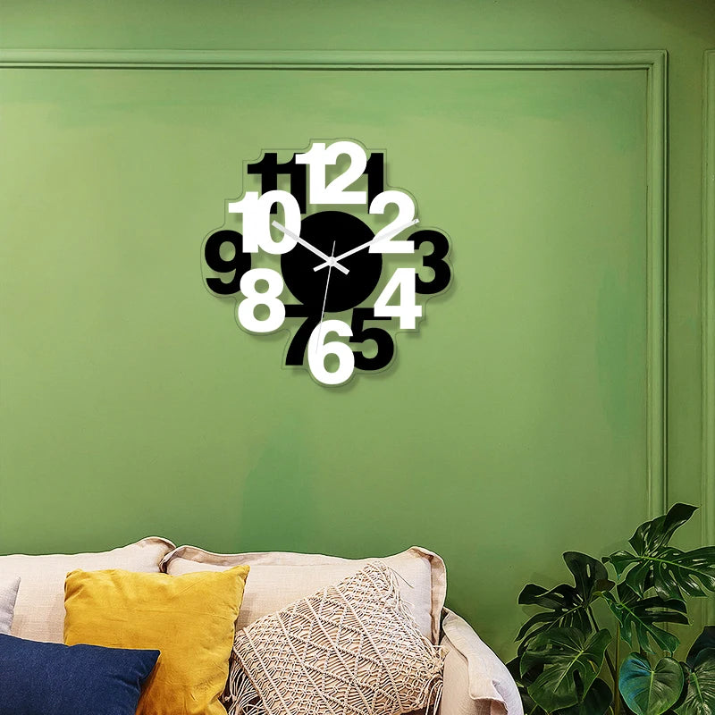 Horloge Murale Silencieuse  Noire et Blanche à Chiffres Arabe