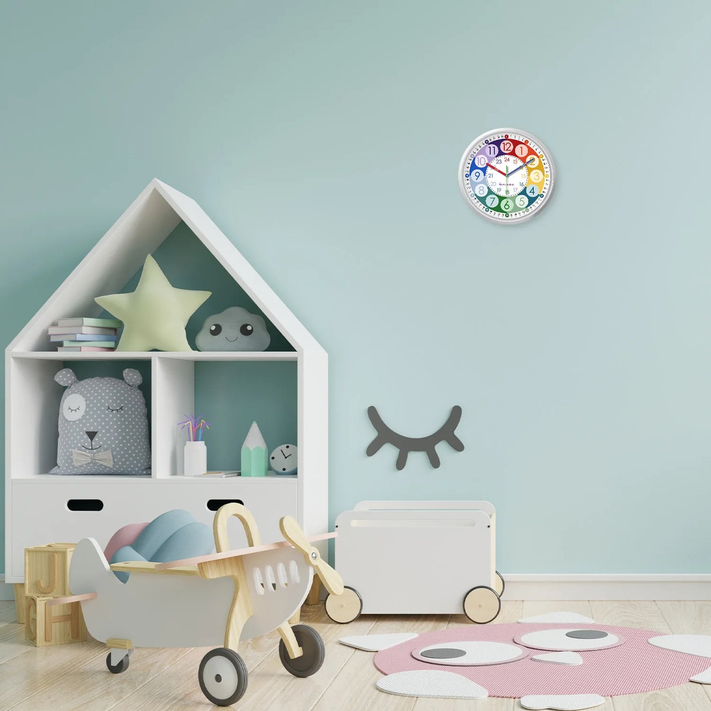 Horloge Enfant Ronde  Chiffres Colorés