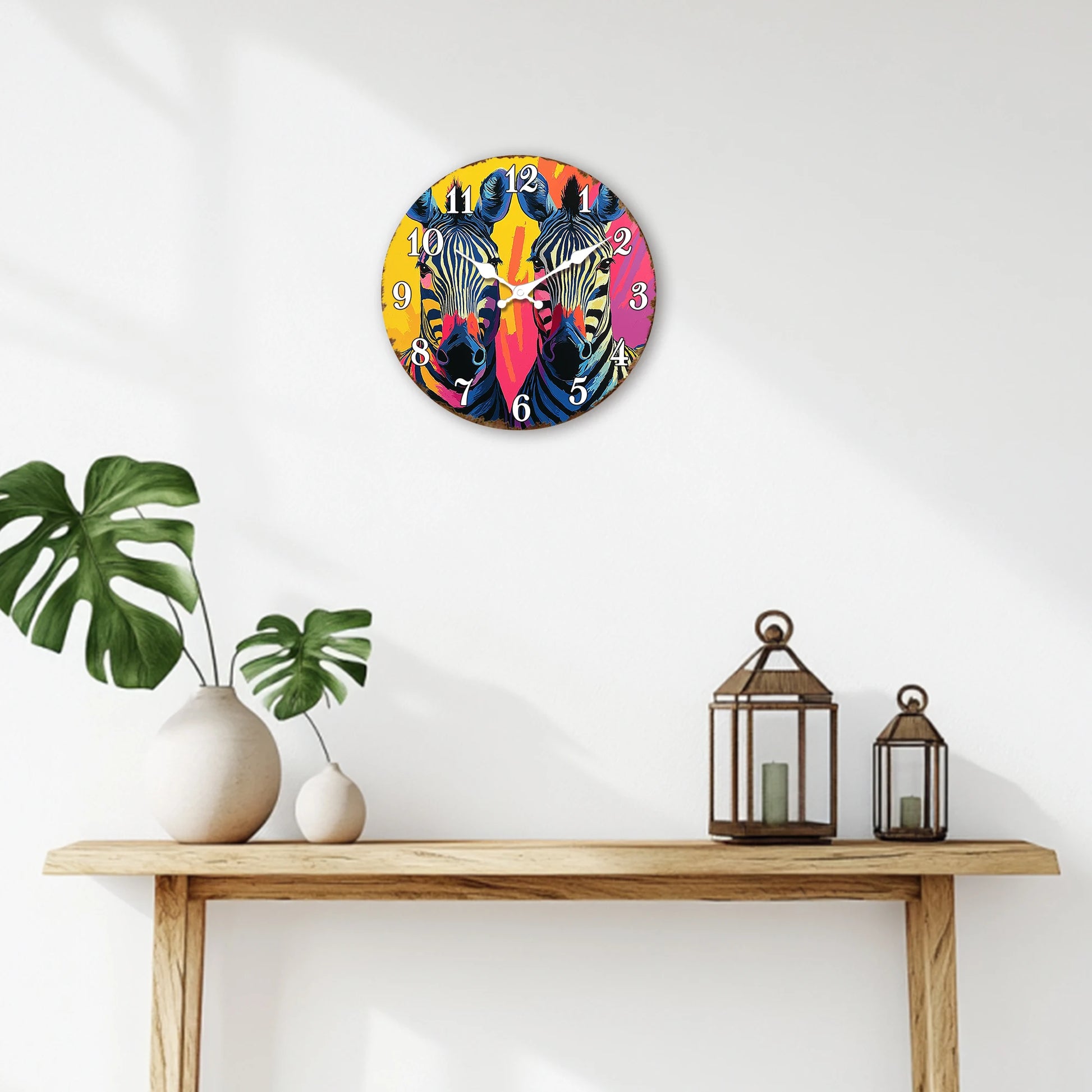 Horloge Murale Moderne  Zèbres Pop Art Coloré