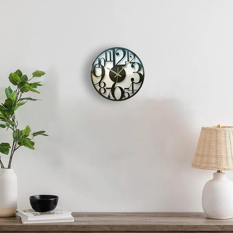 Horloge Murale SilencieuseVerre Rond Décoratif