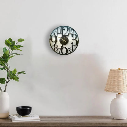 Horloge Murale SilencieuseVerre Rond Décoratif