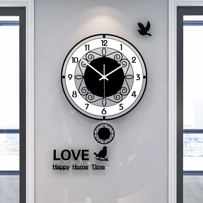 Horloge Murale Silencieuse  Noire et Blanche Minimaliste
