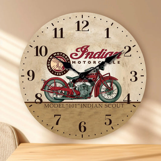 Horloge Murale Vintage – Moto Indienne