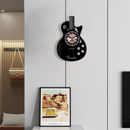 Horloge Murale OriginaleVinyle Forme Guitare