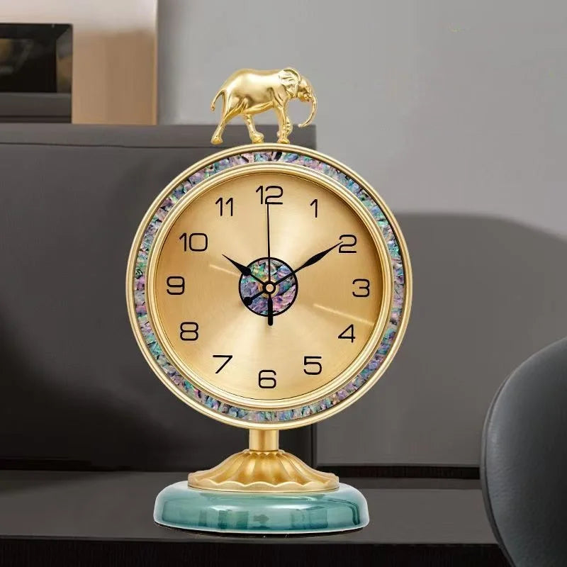 Horloge de Table  Éléphant Doré Design Antique