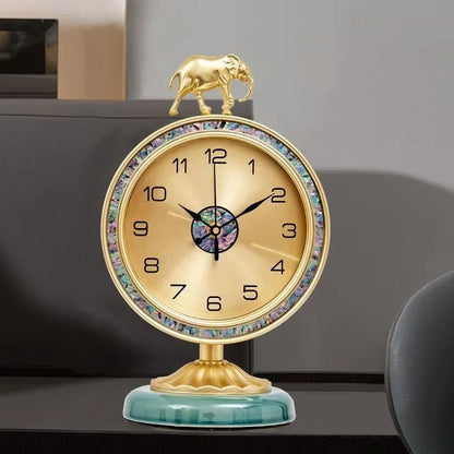 Horloge de Table  Éléphant Doré Design Antique
