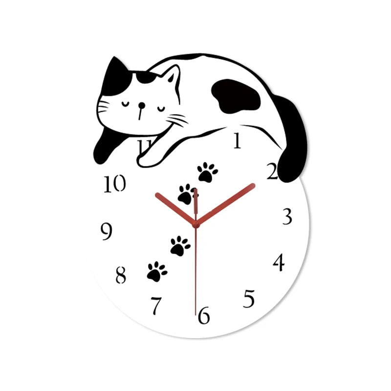 Horloge Murale Silencieuse  Chat Créatif Design Original et Mignon
