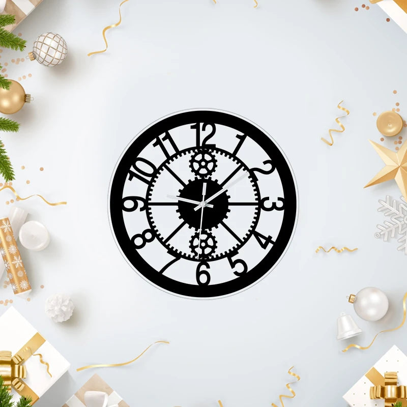 Horloge Murale DigitaleDesign Engrenage Rond Silencieux