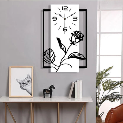 Horloge Murale SilencieuseStyle Art Moderne Motif Rose
