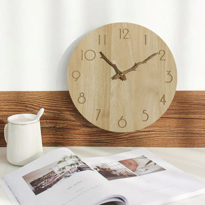 Horloge Murale Silencieuse  Bois Chiffres Arabes Rondes