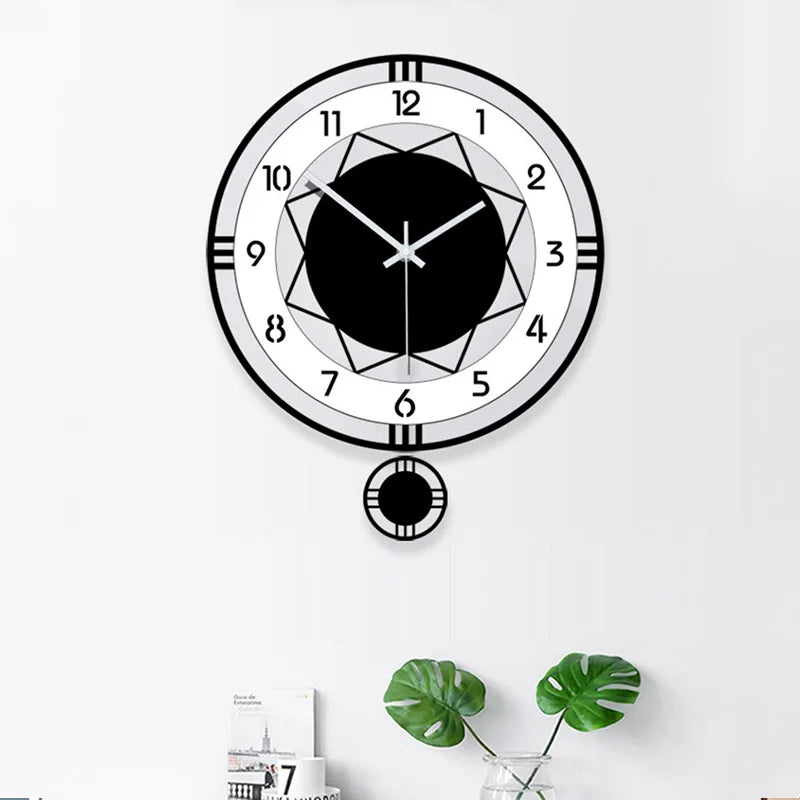 Horloge Murale SilencieuseStyle Minimaliste Pivotant Circulaire