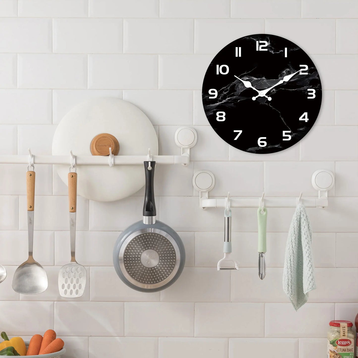 Horloge Murale Marbre Noir  Style Épuré