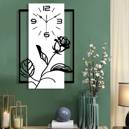 Horloge Murale SilencieuseStyle Art Moderne Motif Rose