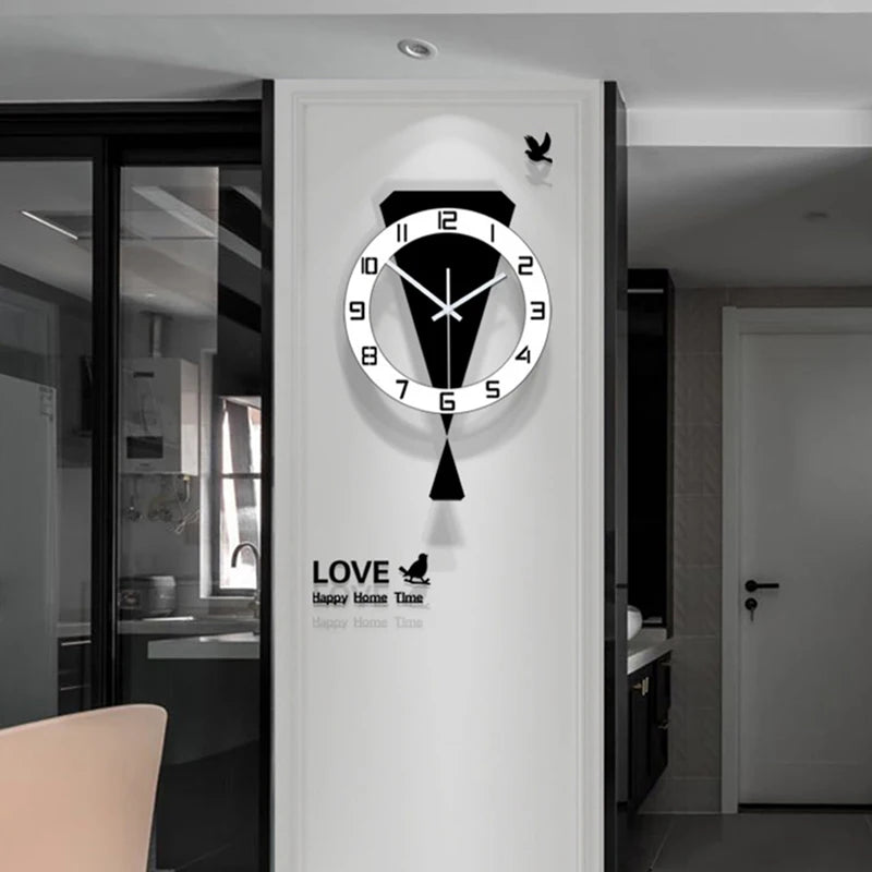 Horloge Murale SilencieuseDesign Moderne En Métal Noir