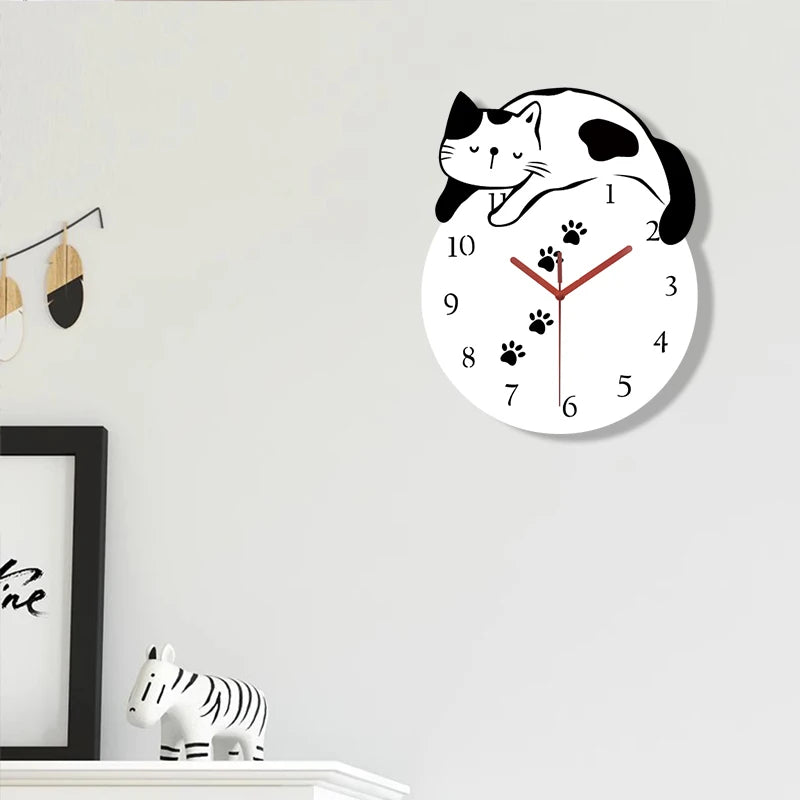 Horloge Murale Silencieuse  Chat Créatif Design Original et Mignon