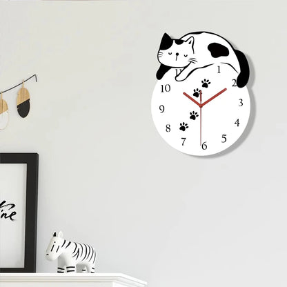 Horloge Murale Silencieuse  Chat Créatif Design Original et Mignon