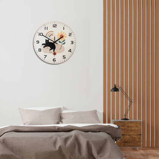 Horloge Chat Noir  Style Japonais