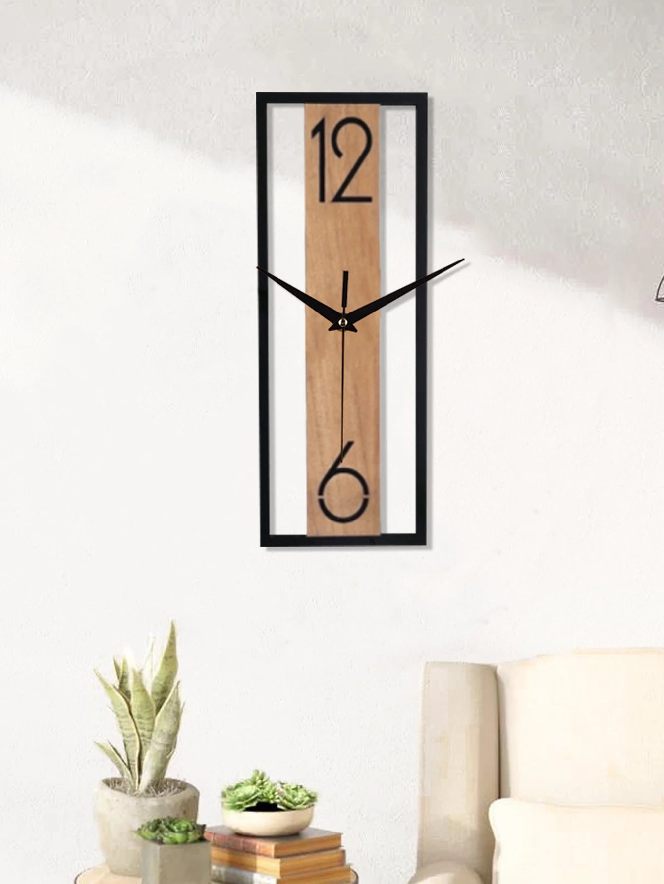Horloge Murale Silencieuse  Rectangle Grain de Bois
