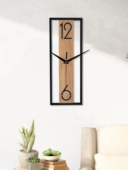 Horloge Murale Silencieuse  Rectangle Grain de Bois