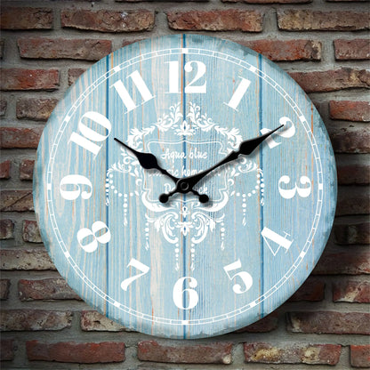Horloge Murale Vintage Marine – Bois Rétro Bleu